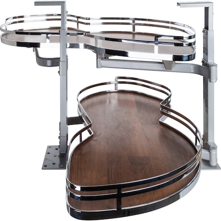 Hardware Resources 15" Polished Chrome and Walnut Blind Corner Swingout for Openings on the Right of the Blind BCSO215PCWD-RH